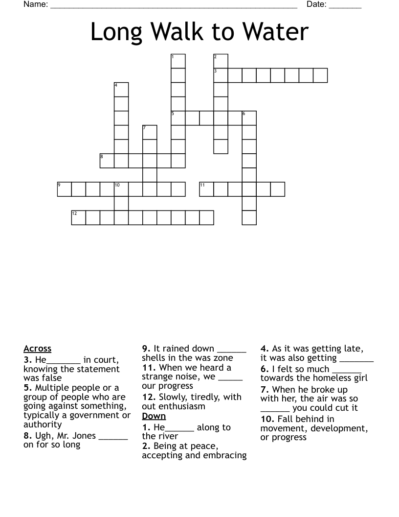Long Walk to Water Crossword
