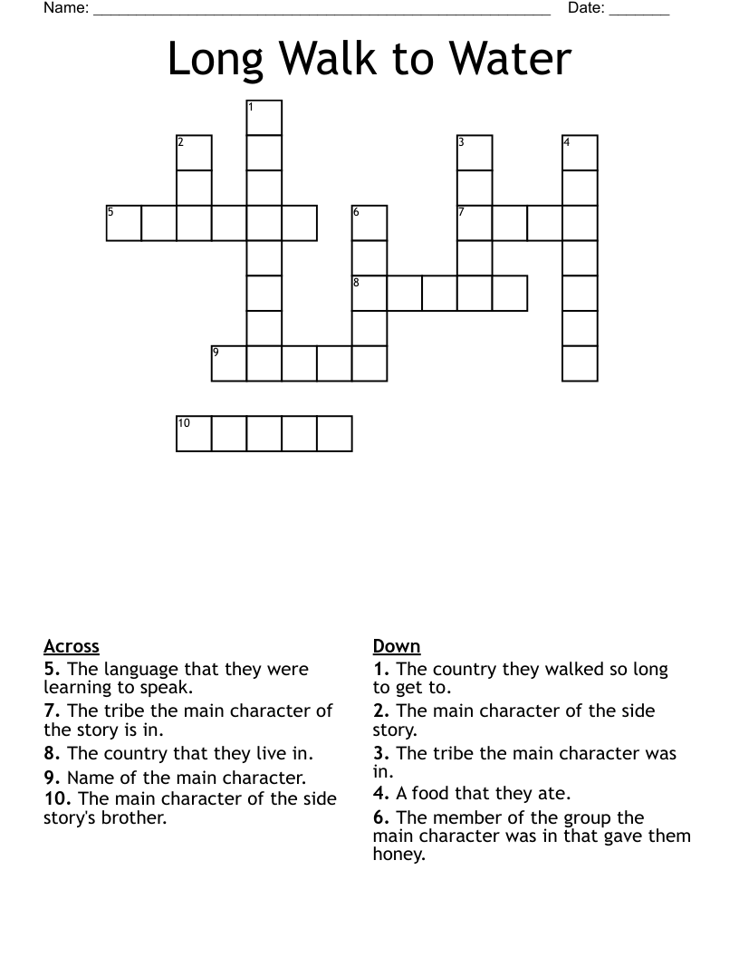 Long Walk to Water Crossword