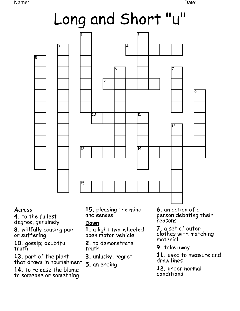 Long  and Short "u" Crossword