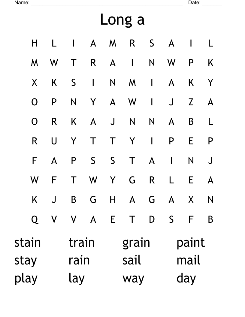 Long a Word Search