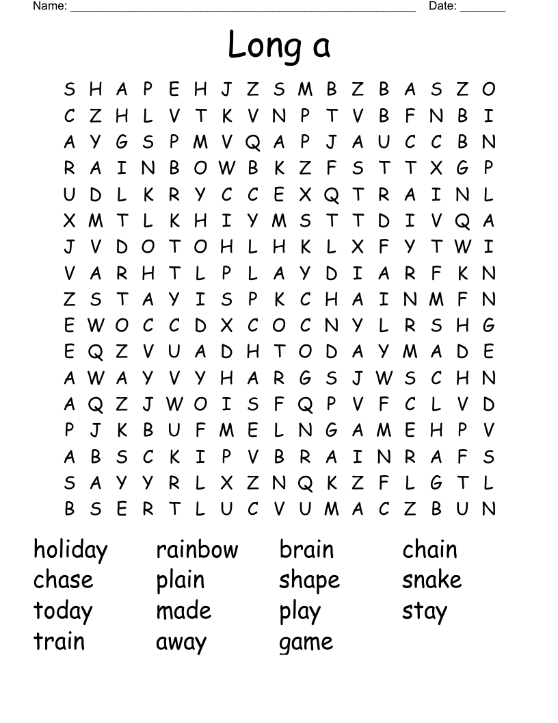 Long a Word Search