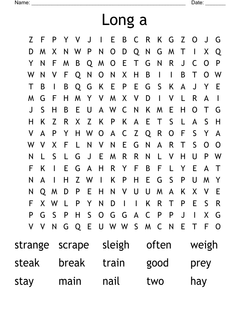 Long a Word Search