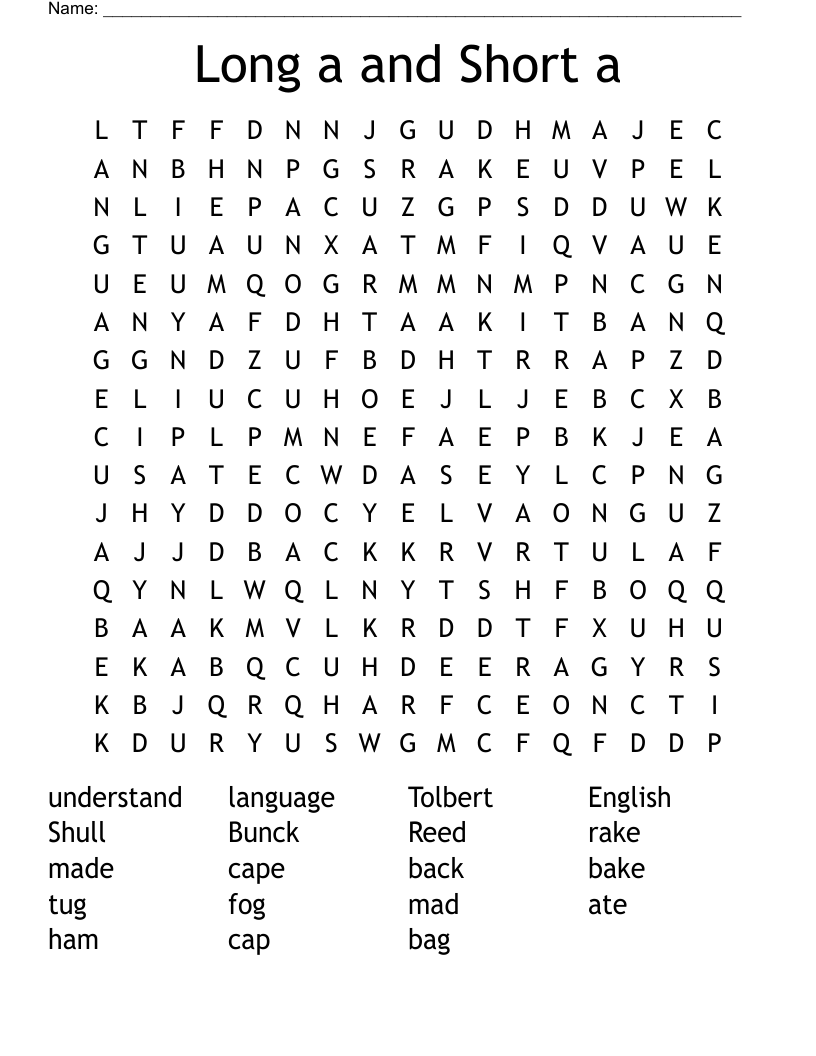 Long a and Short a Word Search