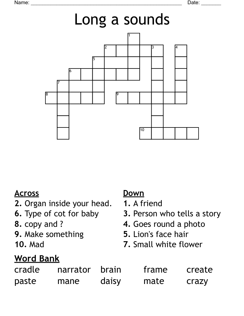Long a sounds Crossword