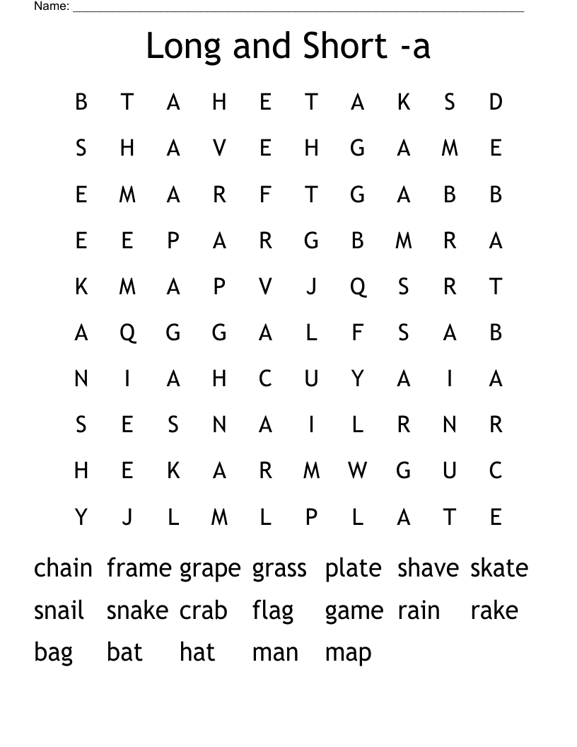 Long and Short -a Word Search