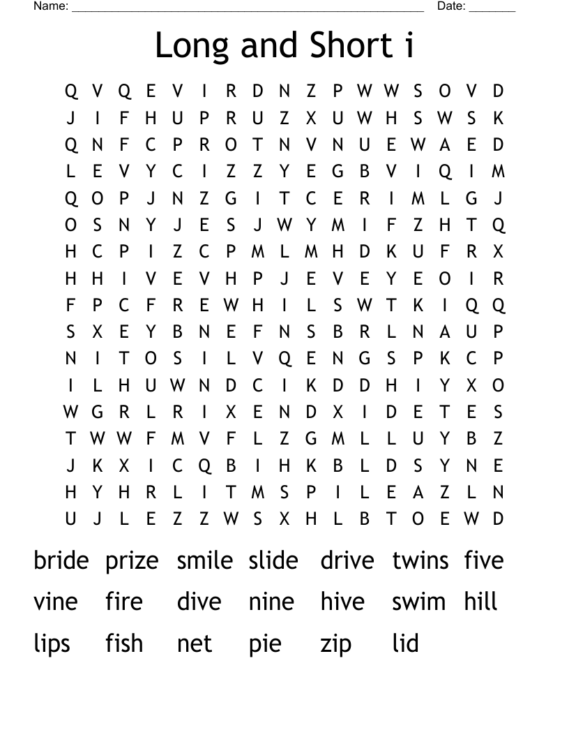 Long and Short i  Word Search