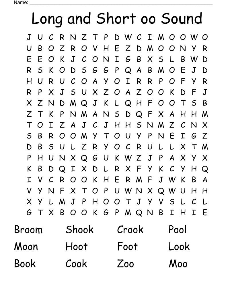 Long and Short oo Sound Word Search