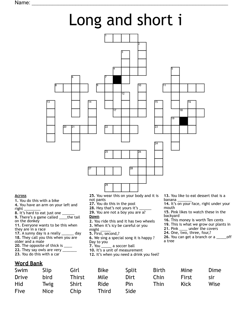 Long and short i Crossword