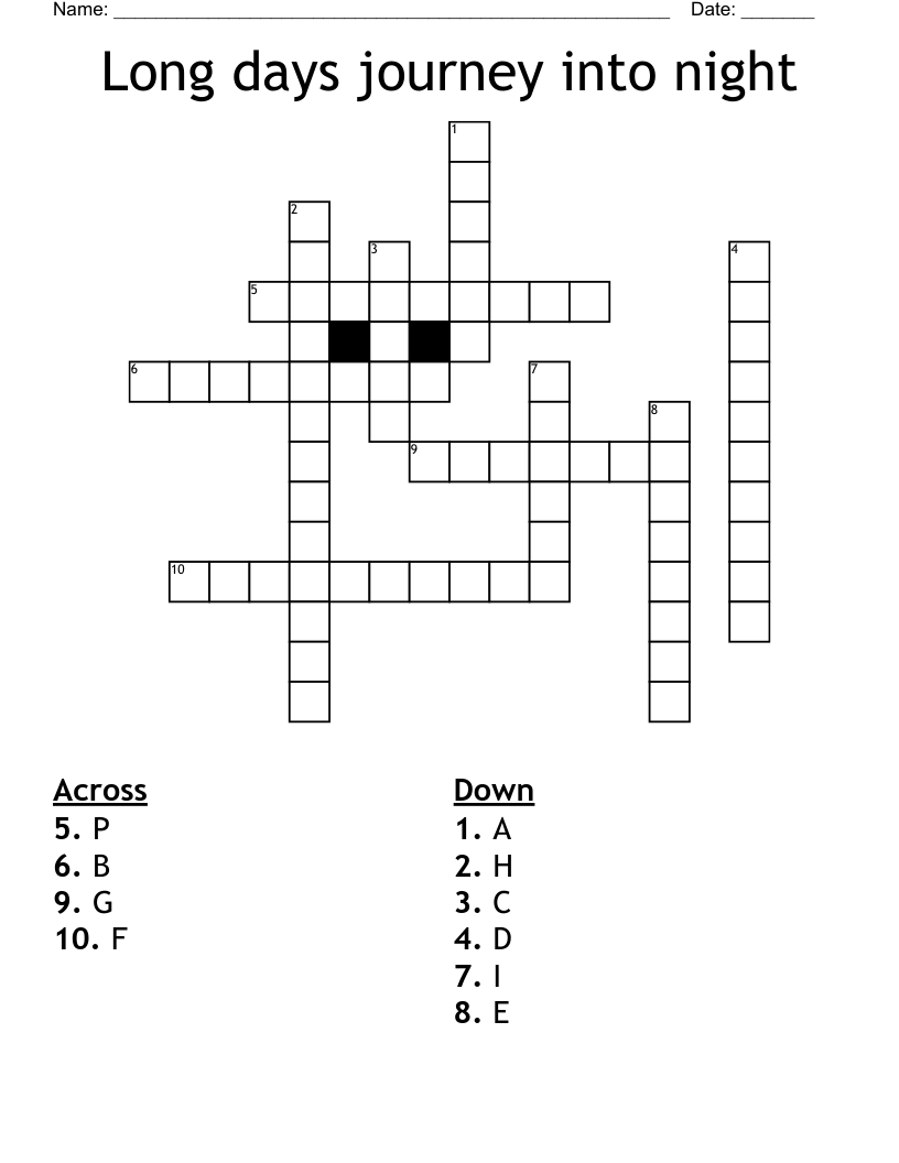 Long days journey into night  Crossword