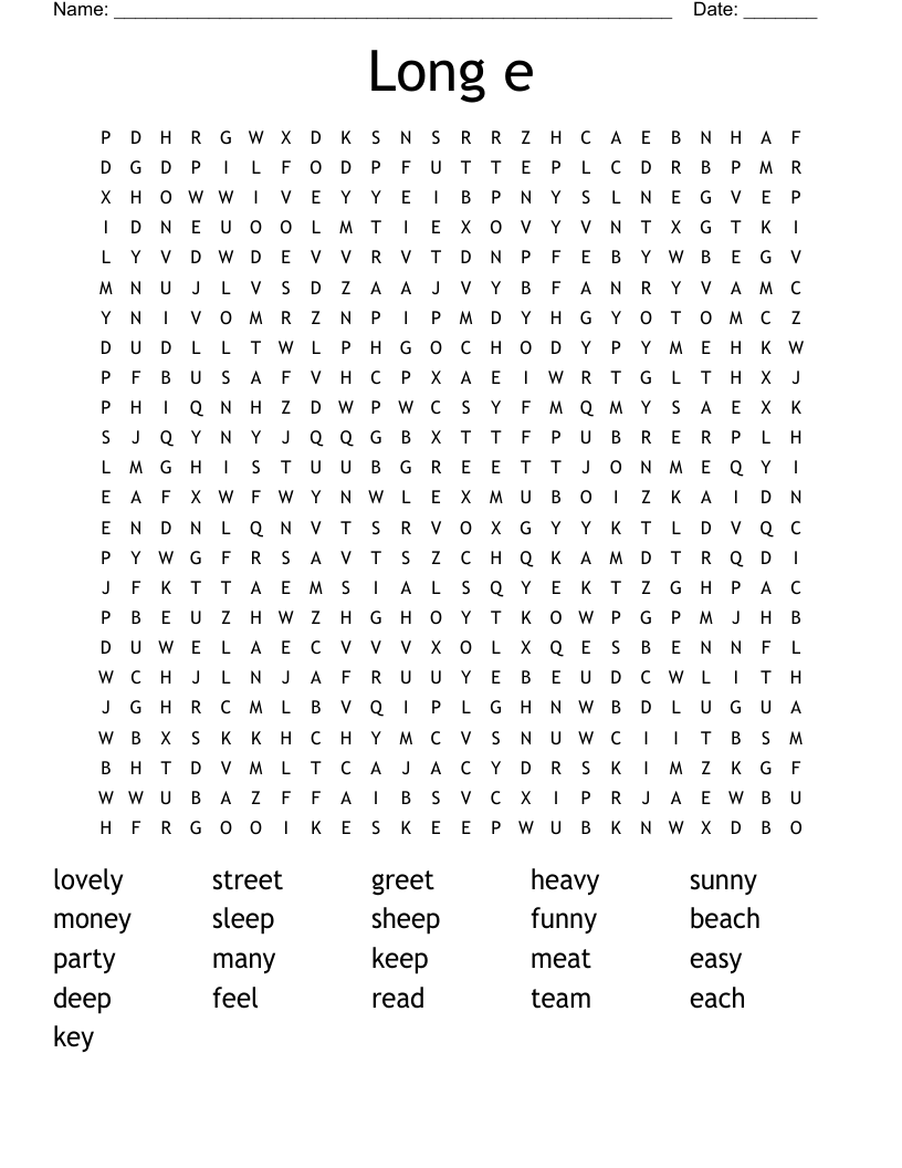 Long e Word Search