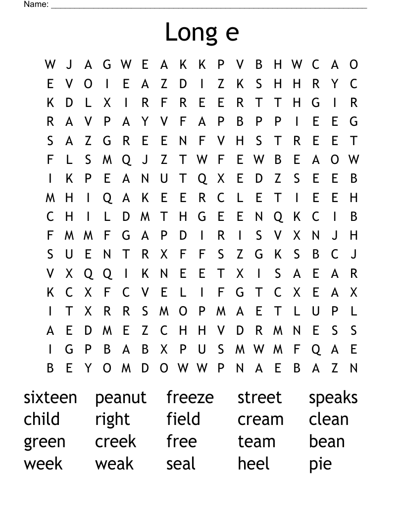 Long e Word Search