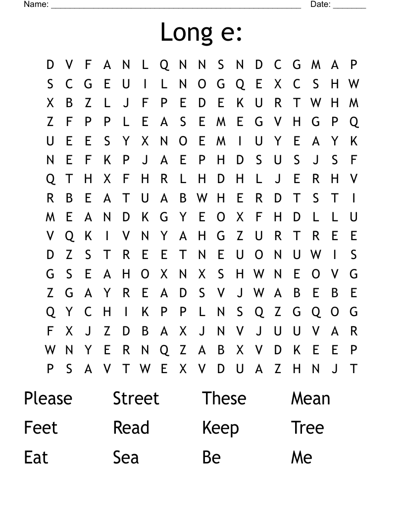 Long e: Word Search