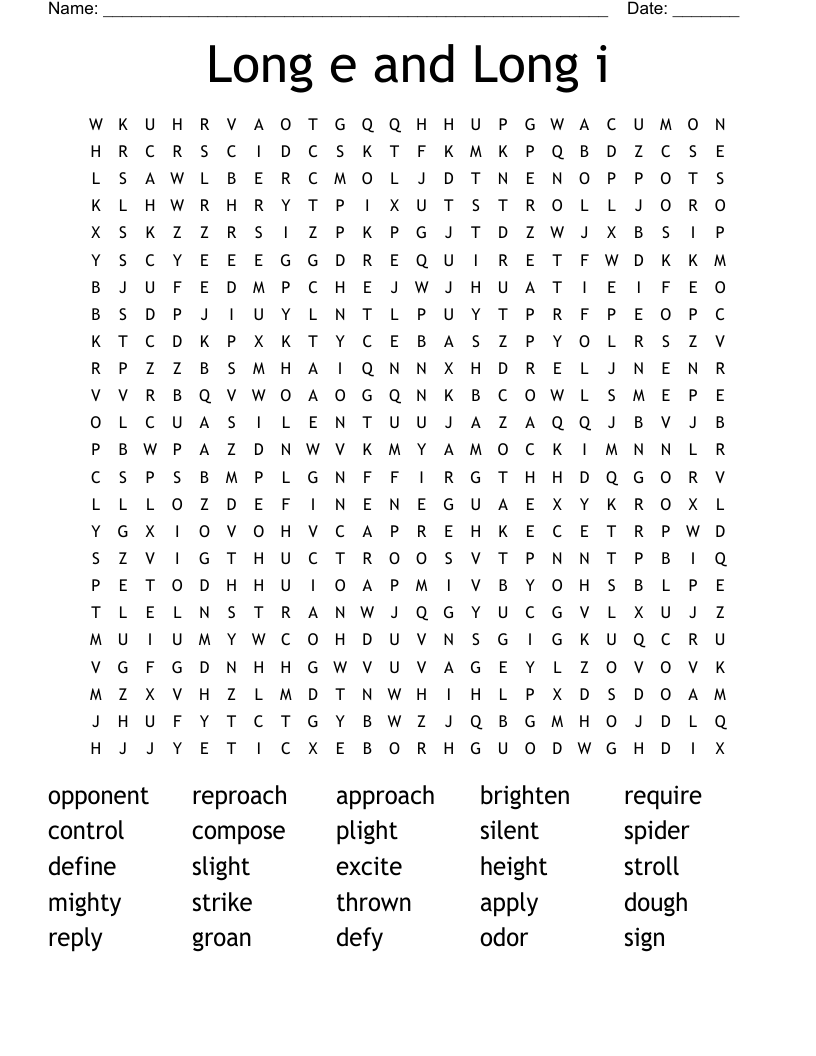 Long e and Long i Word Search