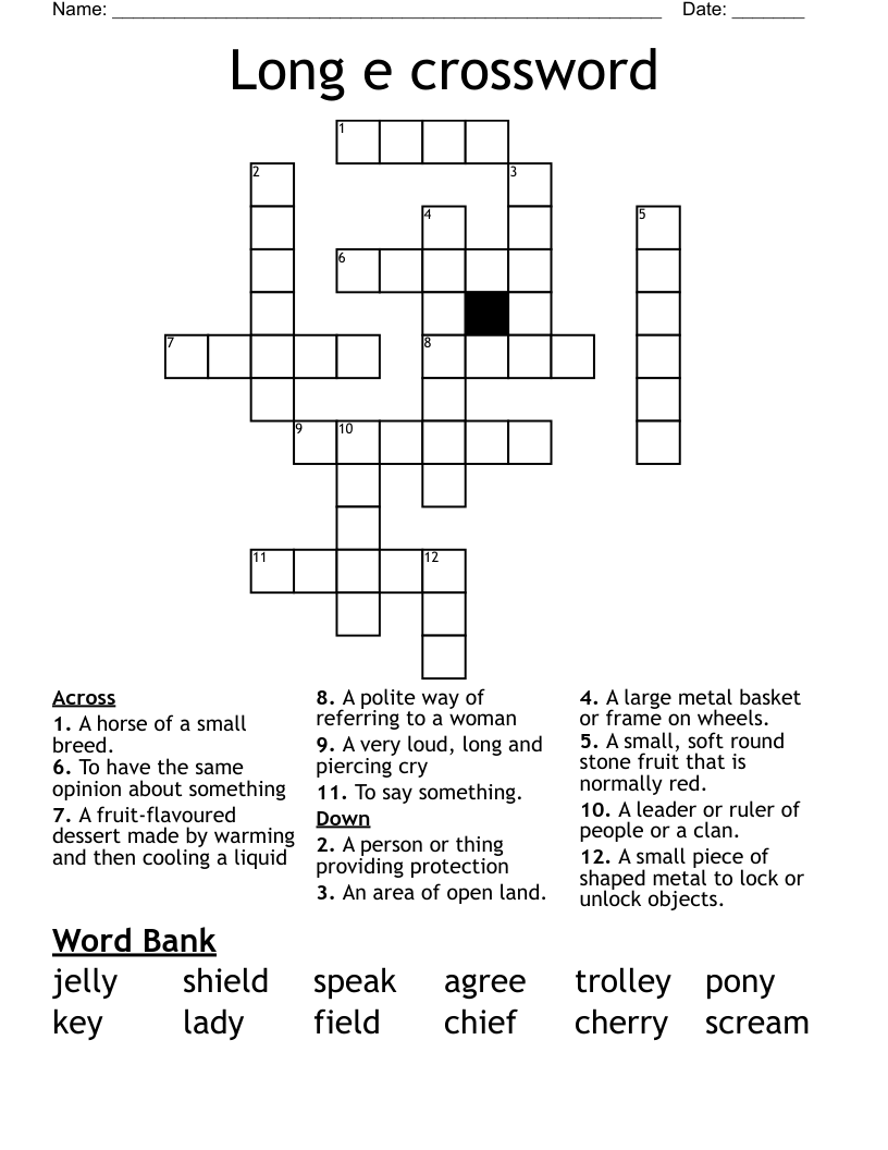Long e crossword