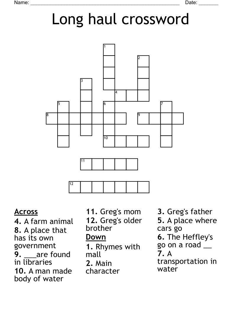 Long haul crossword 