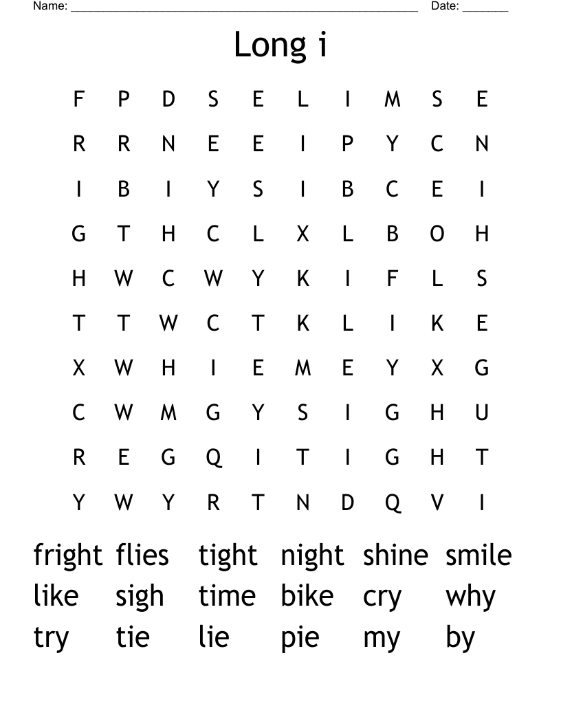 Long i Word Search