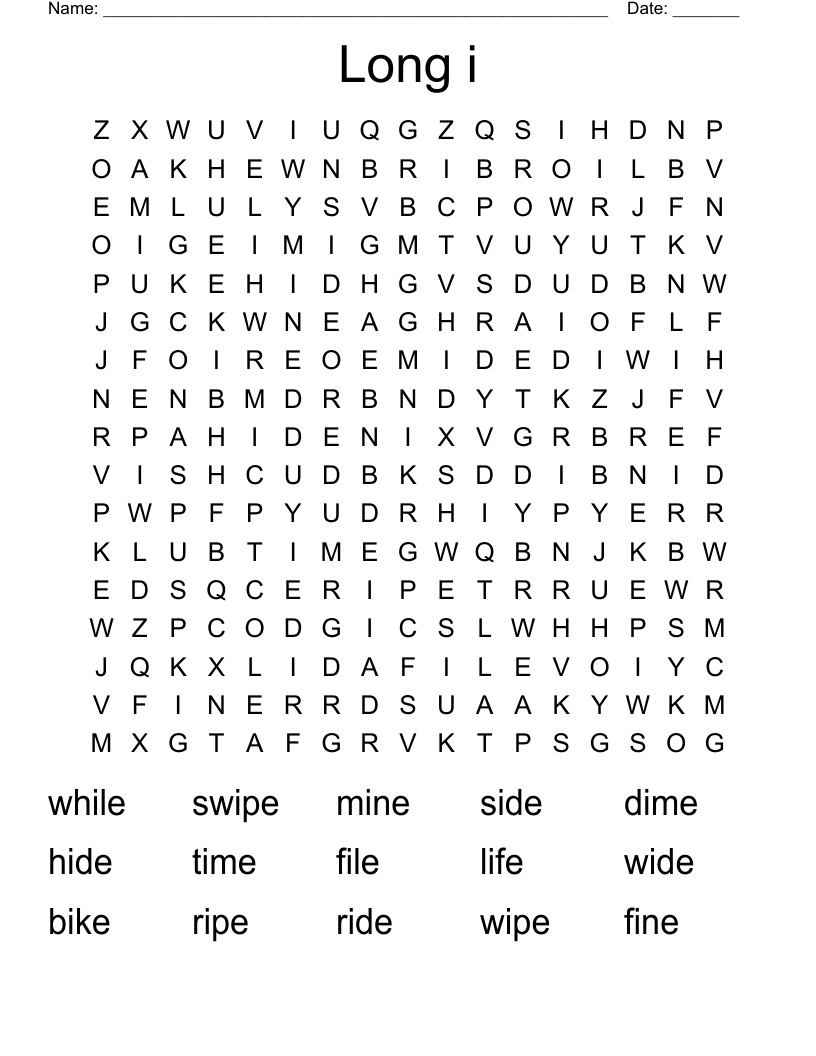 Long i Word Search