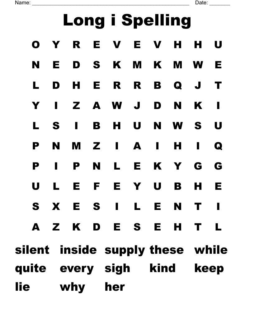 Long i Spelling Word Search