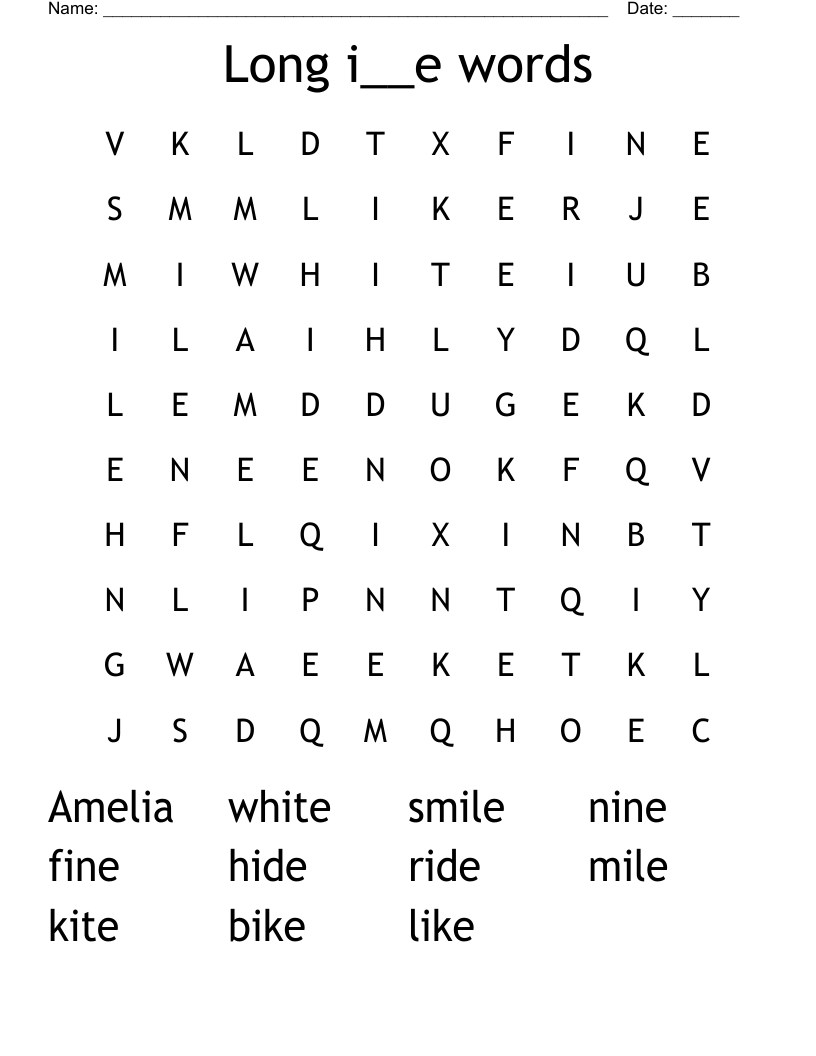Long i__e words Word Search