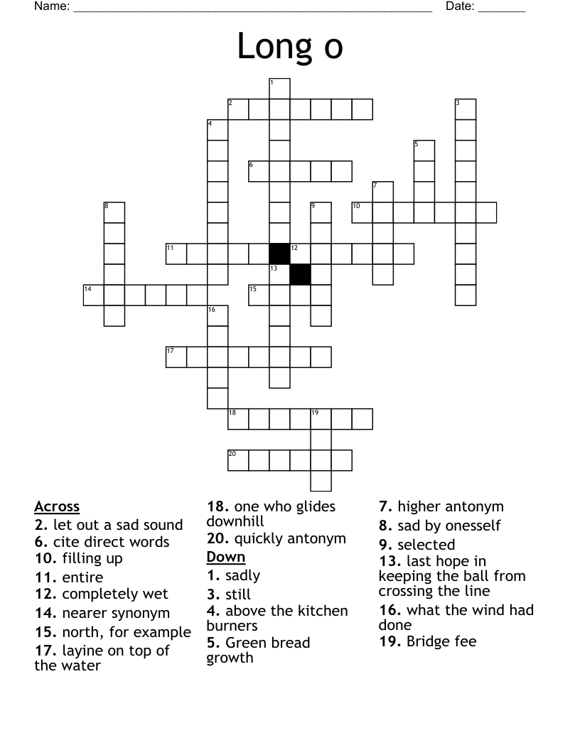 Long o Crossword