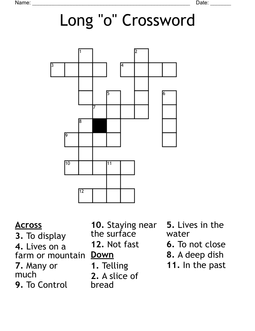 Long "o" Crossword