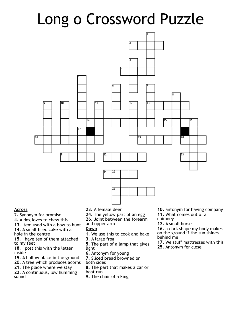 Long o Crossword Puzzle