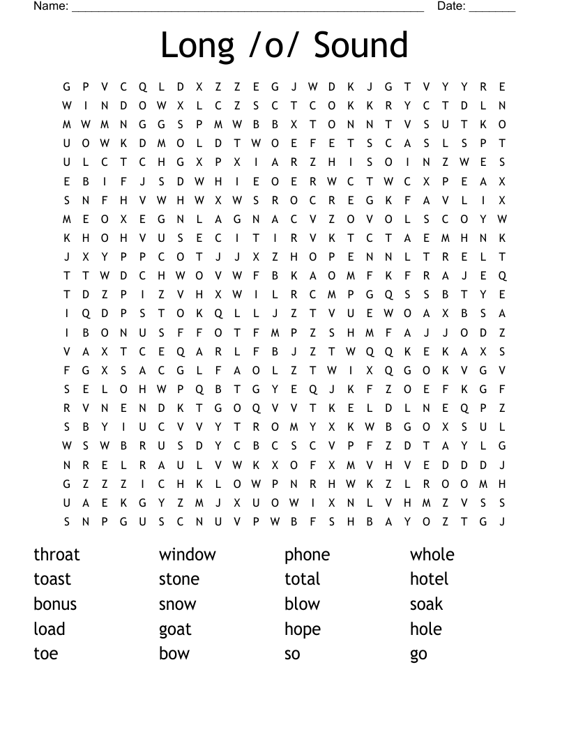 Long /o/ Sound Word Search
