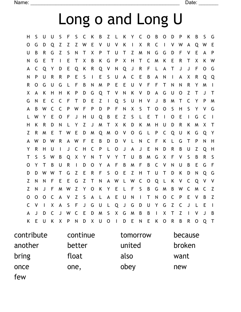 Long o and Long U Word Search