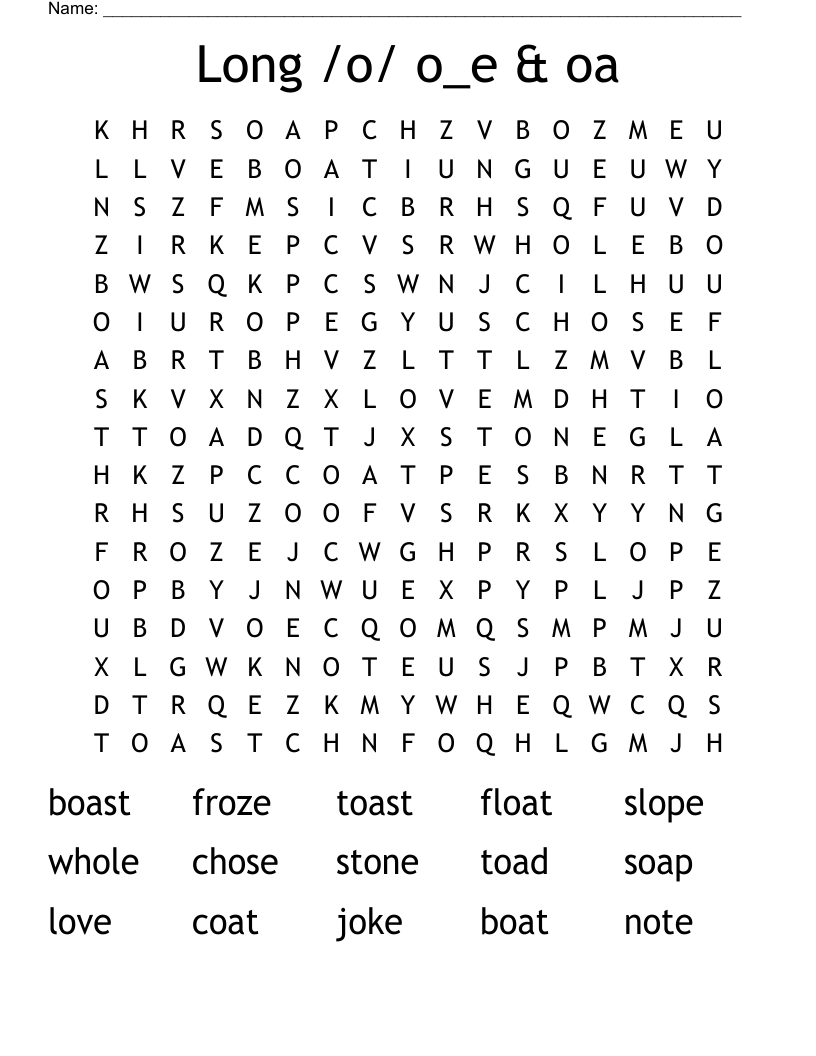Long /o/ o_e & oa Word Search