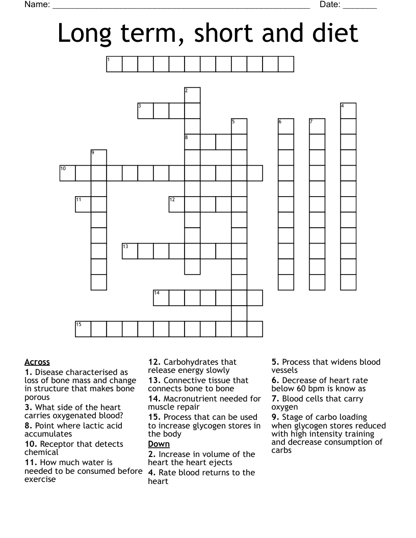 Long term, short and diet  Crossword