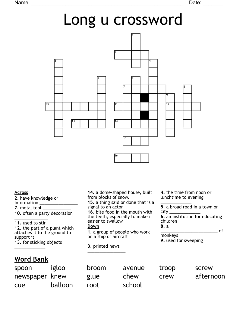 Long u crossword