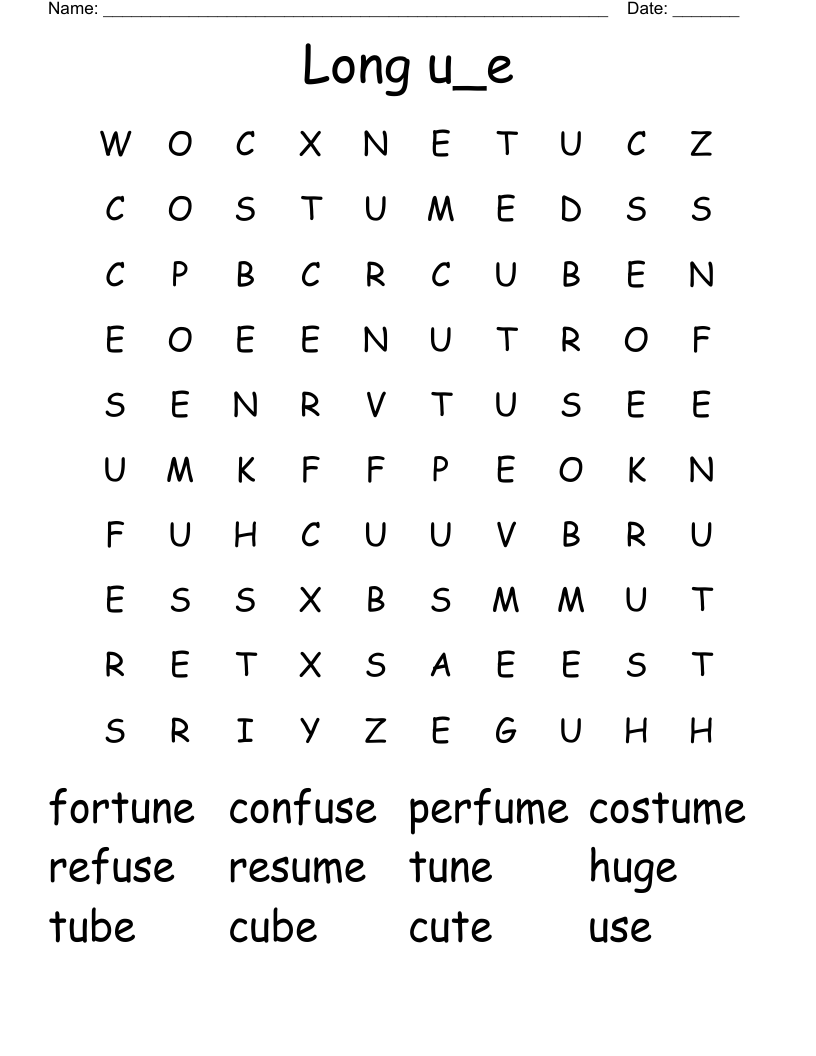 Long u_e Word Search