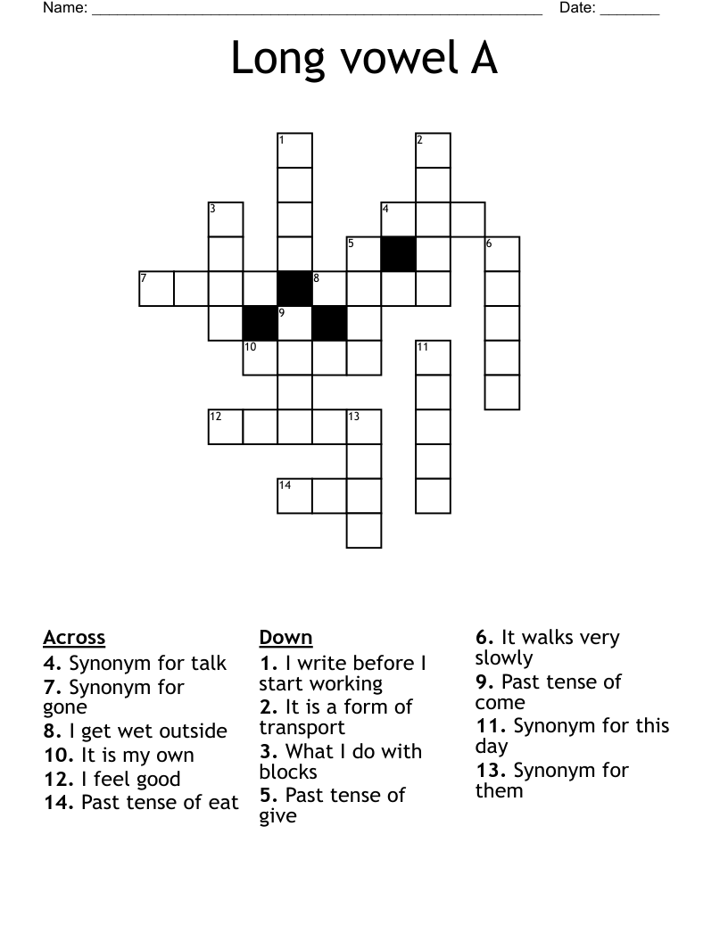 Long vowel A Crossword