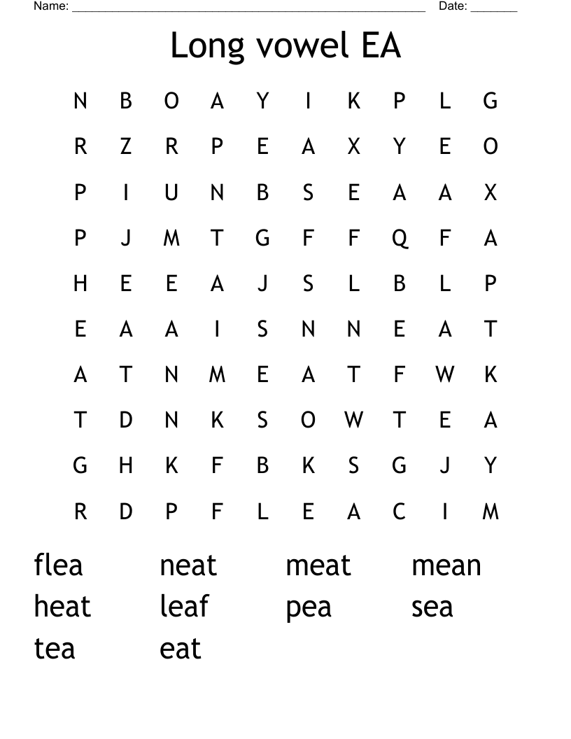 Long vowel EA Word Search