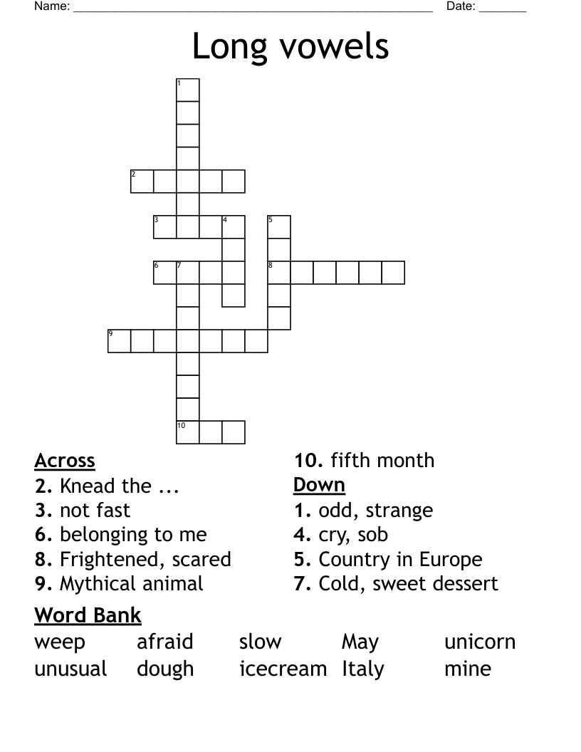 Long vowels Crossword