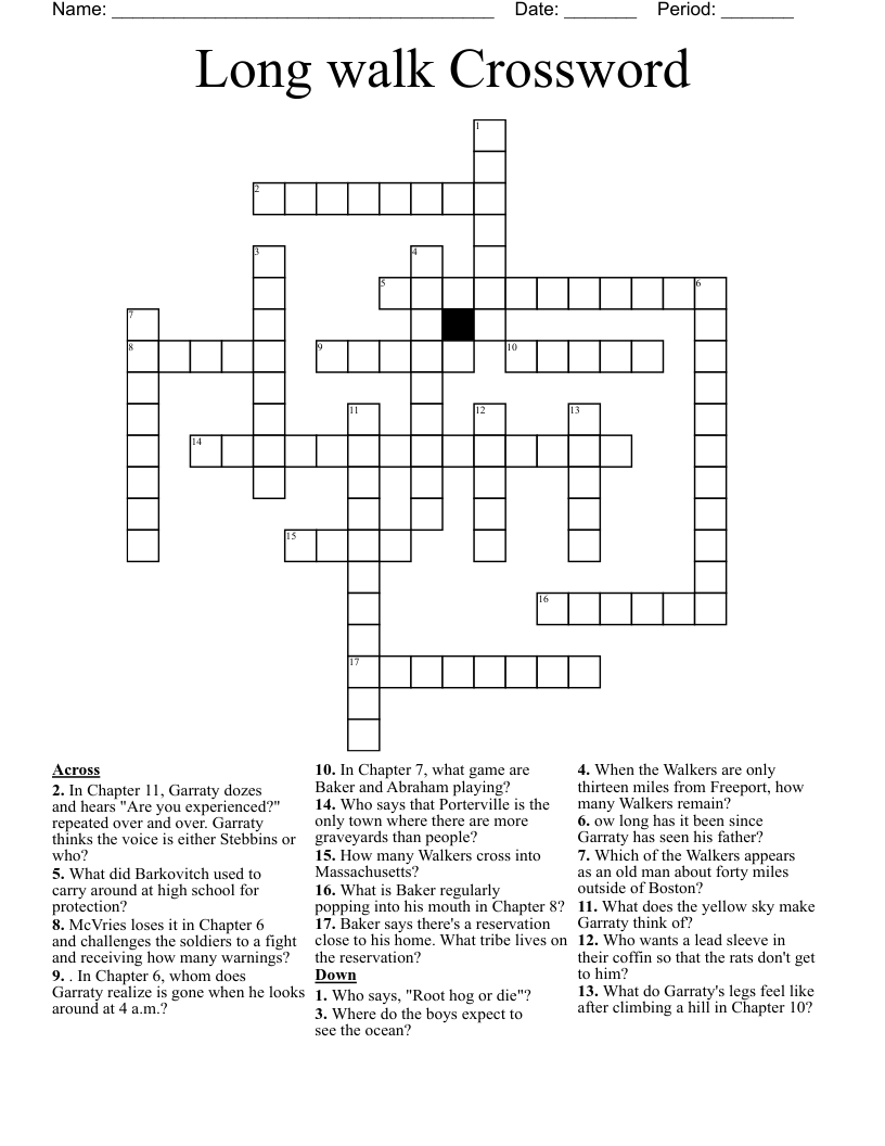 Long walk Crossword 