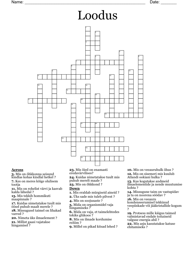 Loodus Crossword