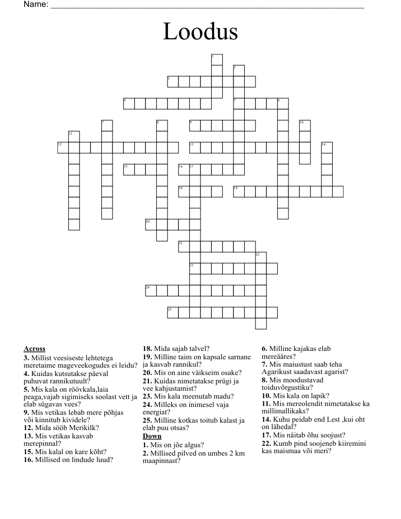 Loodus Crossword