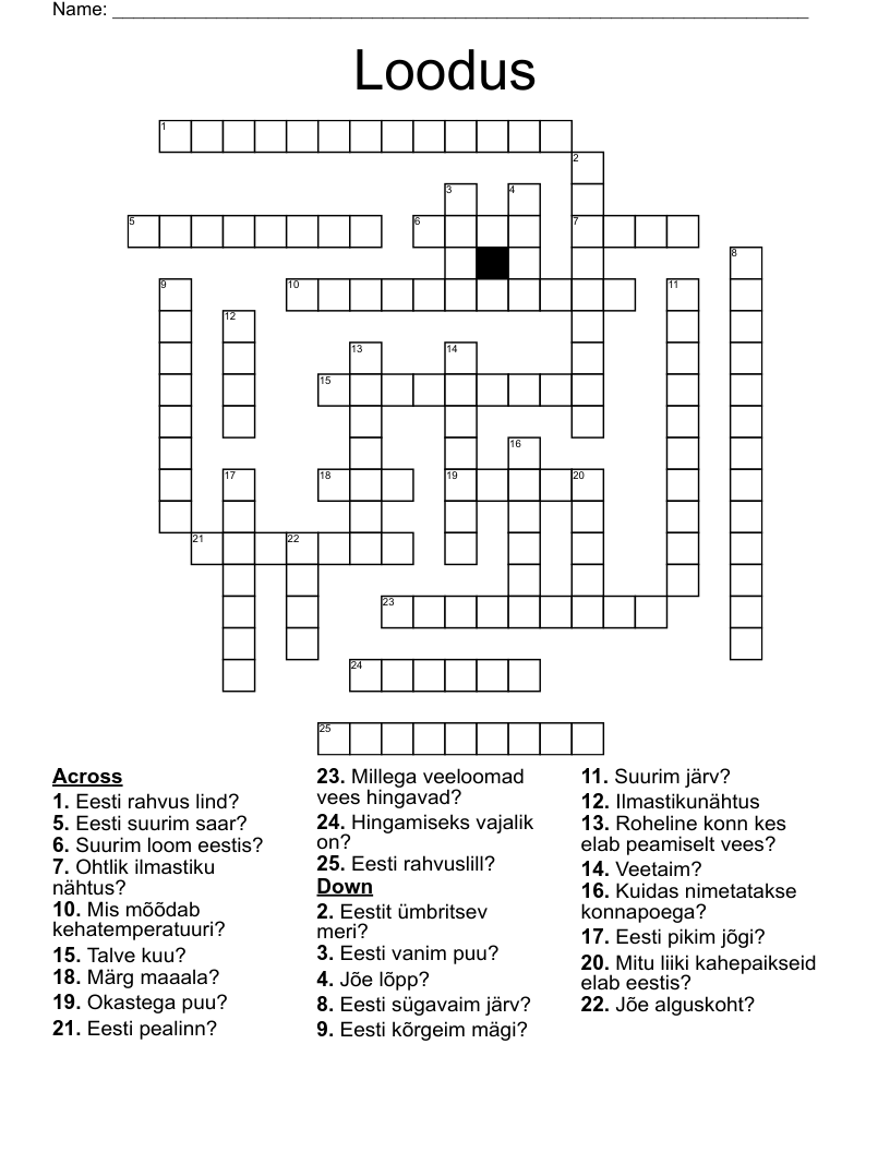 Loodus Crossword