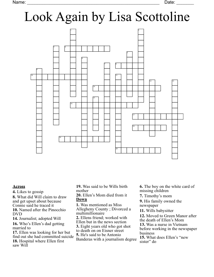 Look Again by Lisa Scottoline Crossword