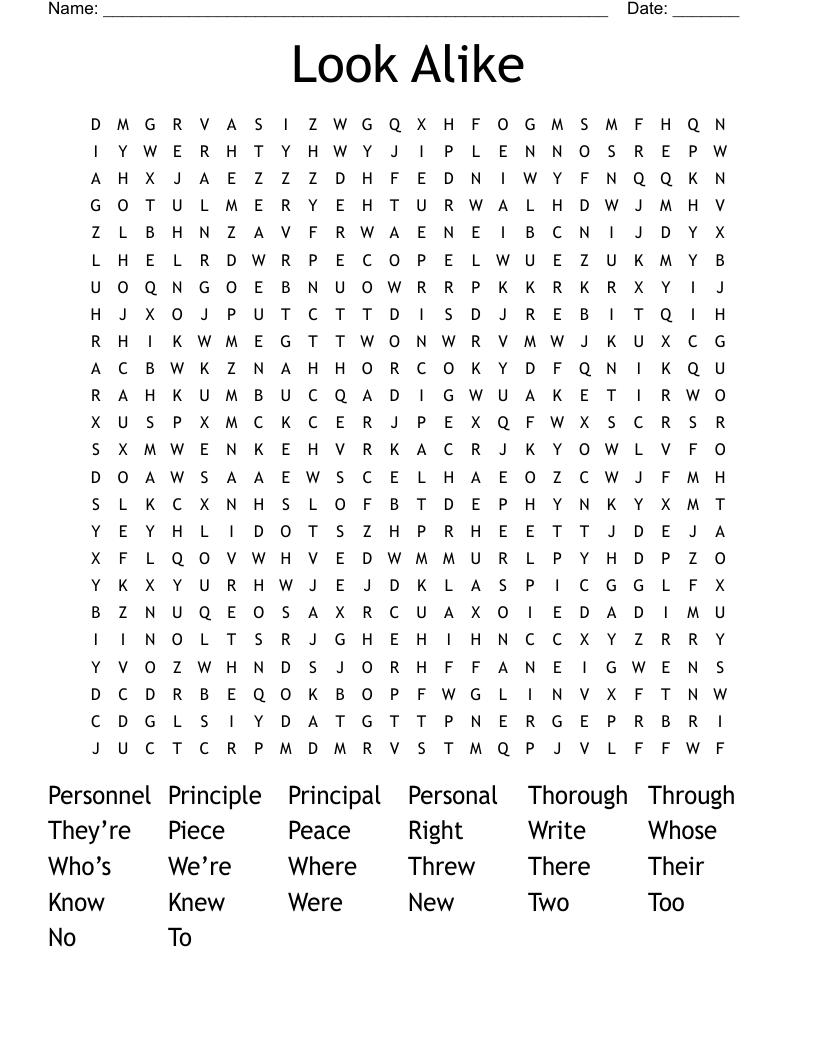 Look Alike Word Search