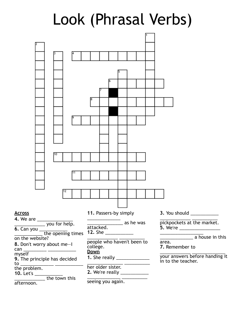 Look (Phrasal Verbs) Crossword
