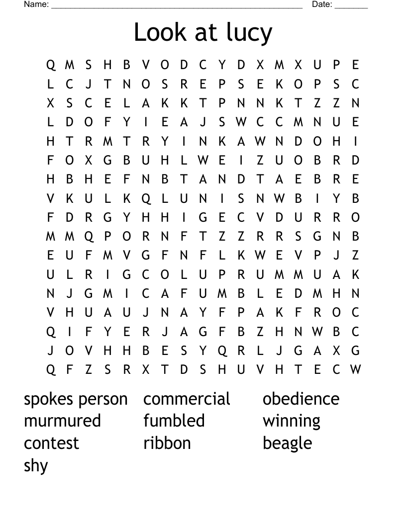 Look at lucy Word Search