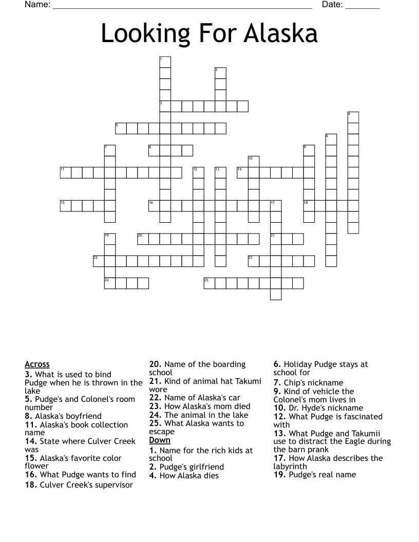 Looking For Alaska Crossword