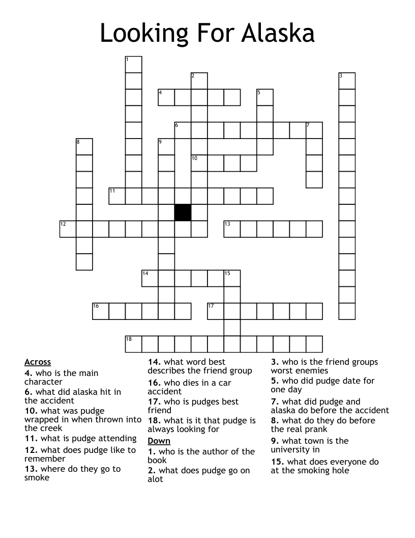 Looking For Alaska Crossword