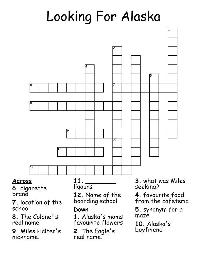 Looking For Alaska  Crossword