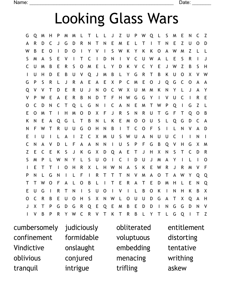 Looking Glass Wars Word Search