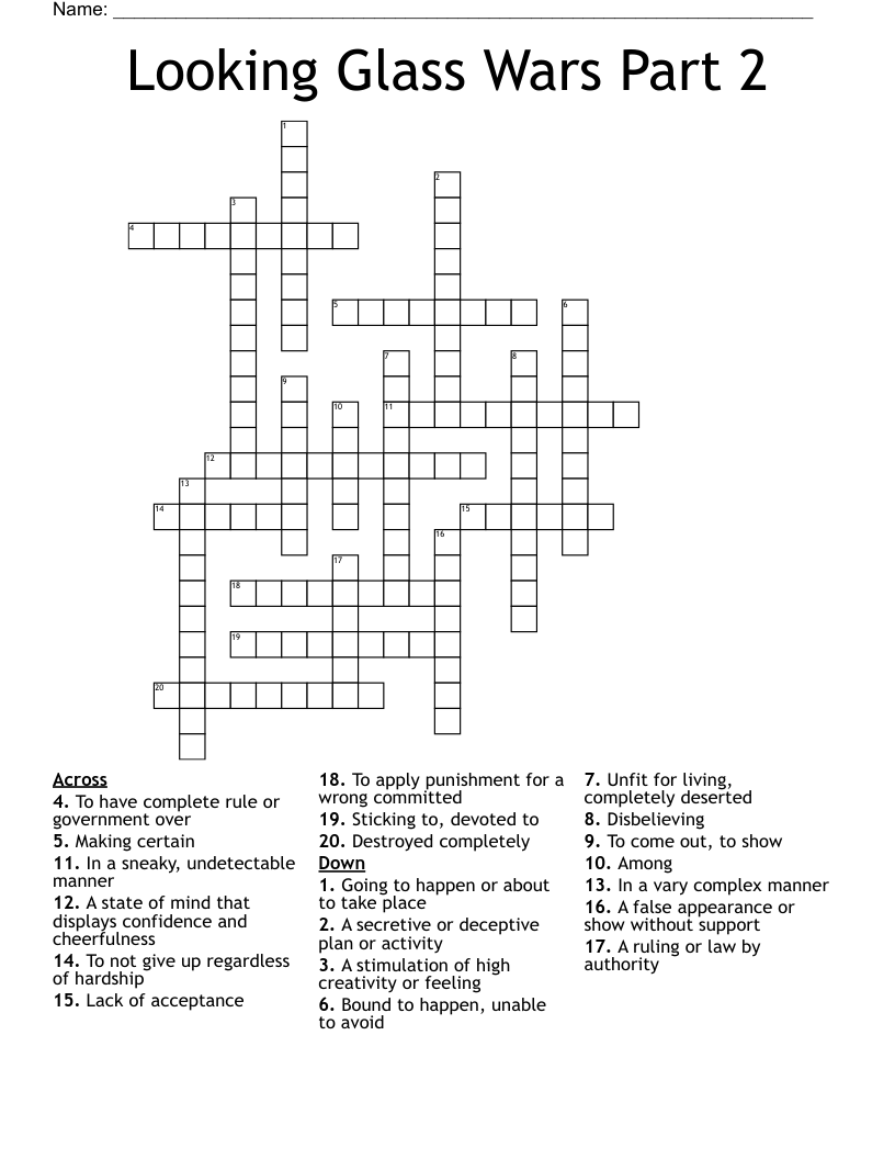 Looking Glass Wars Part 2 Crossword