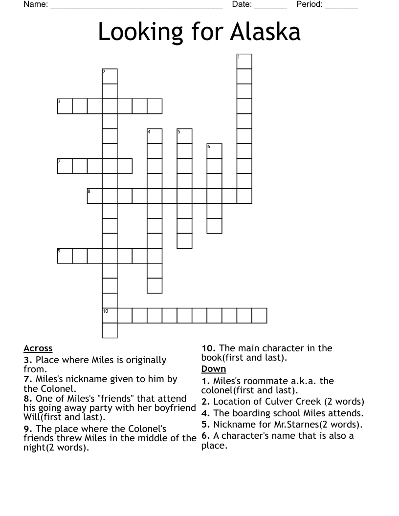 Looking for Alaska Crossword