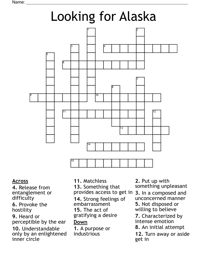 Looking for Alaska Crossword